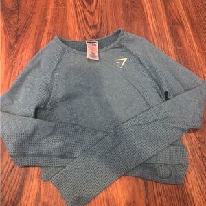 Gymshark Gray Cropped Ribbed Hoodie